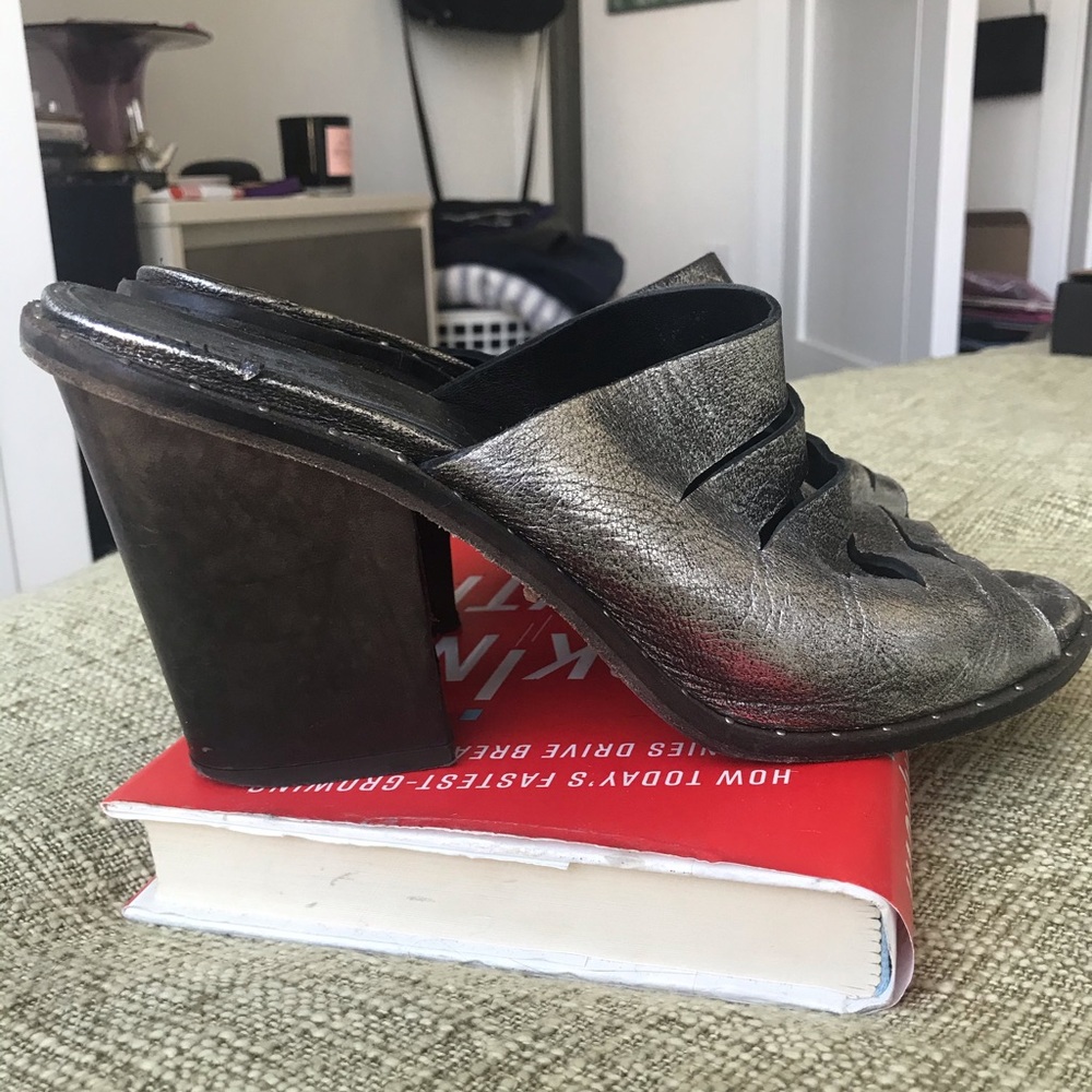 Freda Salvador Silver Open toe mule slides